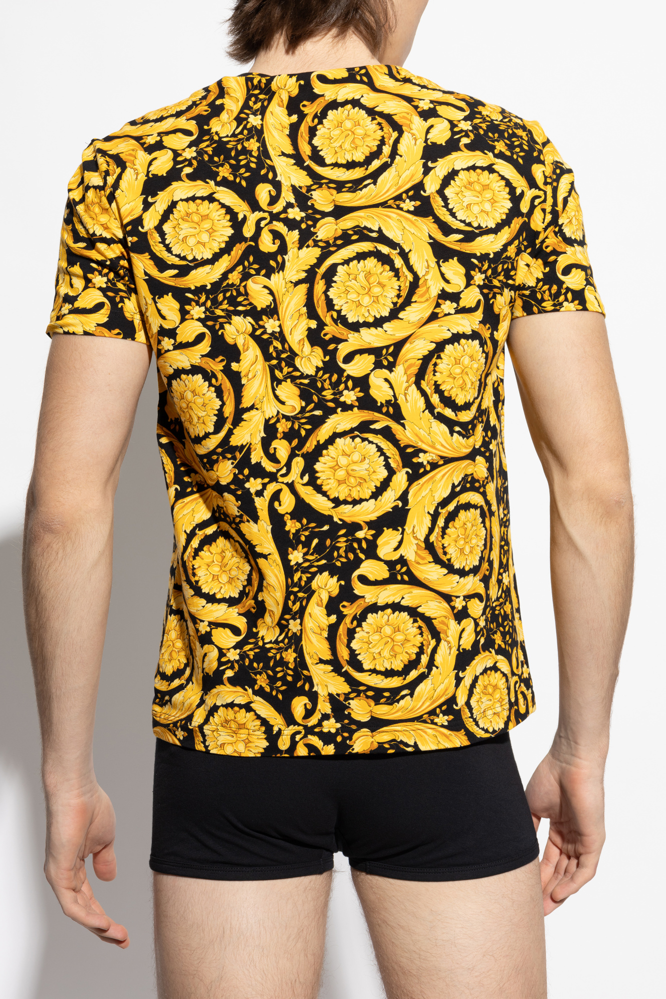 Yellow Lingerie T-shirt with Barocco print Versace - Vitkac AS